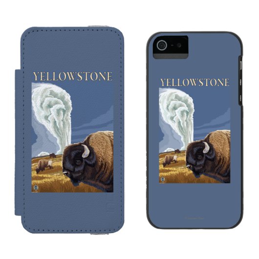 YellowstoneBison mit altem zuverlässigem Incipio iPhone Geldbeutel-Hülle (Seite an Seite)