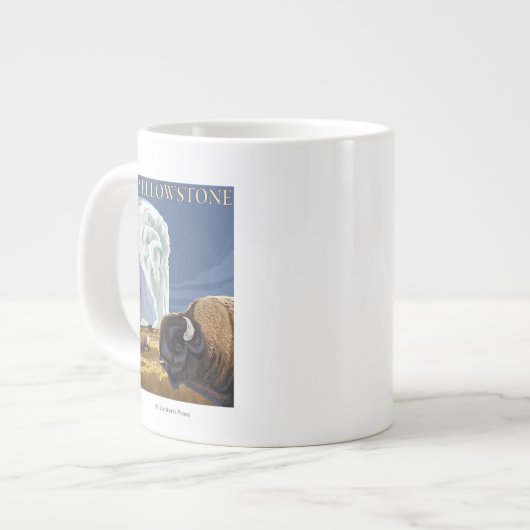 YellowstoneBison mit altem zuverlässigem Jumbo-Tasse (Vorderseite Links)