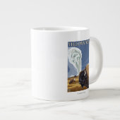 YellowstoneBison mit altem zuverlässigem Jumbo-Tasse (Vorderseite Rechts)