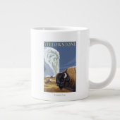 YellowstoneBison mit altem zuverlässigem Jumbo-Tasse (Rechts)