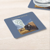 YellowstoneBison mit altem zuverlässigem Rechteckiger Pappuntersetzer (angewinkelt)