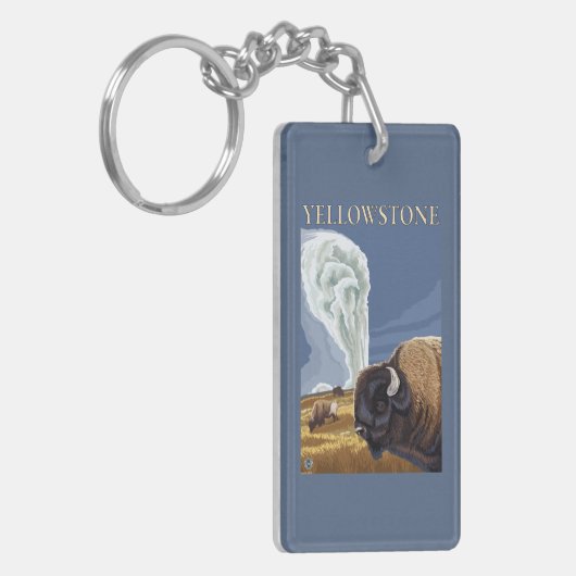 YellowstoneBison mit altem zuverlässigem Schlüsselanhänger (Vorderseite links)