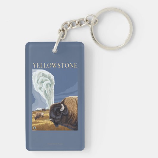 YellowstoneBison mit altem zuverlässigem Schlüsselanhänger (Rückseite)