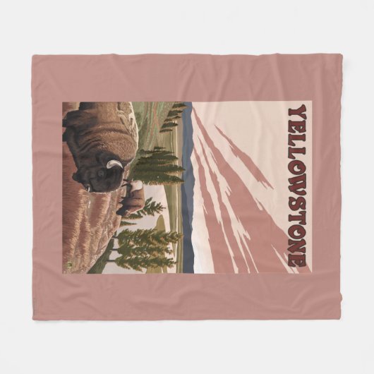 YellowstoneBison Szene Fleecedecke (Vorderseite (Horizontal))