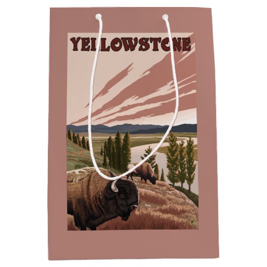 YellowstoneBison Szene Mittlere Geschenktüte (Vorderseite)