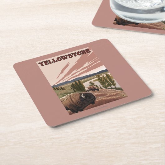 YellowstoneBison Szene Rechteckiger Pappuntersetzer (angewinkelt)