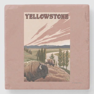 YellowstoneBison Szene Steinuntersetzer