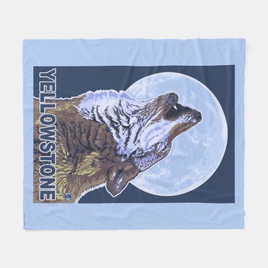 YellowstoneHowling Wolf Fleecedecke (Vorderseite (Horizontal))