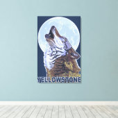 YellowstoneHowling Wolf Leinwanddruck (Insitu (Holzboden))