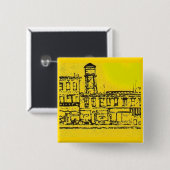 Yellowville-Häuser und -Zuhause und Wasserturm Button (Vorne & Hinten)