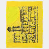 Yellowville-Häuser und -Zuhause und Wasserturm Fleecedecke (Vorderseite)