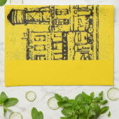 Yellowville-Häuser und -Zuhause und Wasserturm Geschirrtuch (Gefaltet)