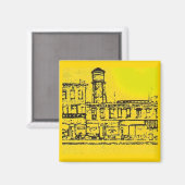 Yellowville-Häuser und -Zuhause und Wasserturm Magnet (Vorderseite/Rückseite)