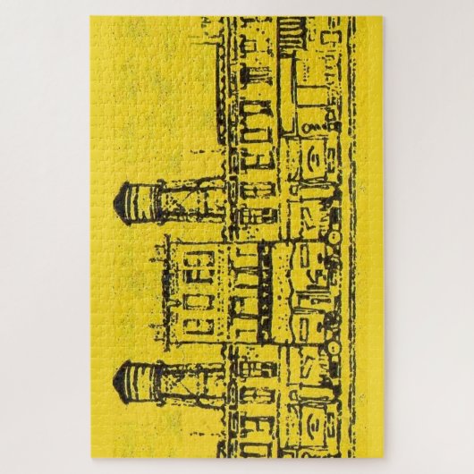 Yellowville-Häuser und -Zuhause und Wasserturm Puzzle (Vertikal)