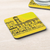 Yellowville-Häuser und -Zuhause und Wasserturm Untersetzer (Linke Seite)