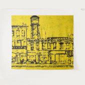 Yellowville-Häuser und -Zuhause und Wasserturm Wandteppich (Vorderseite (Horizontal))