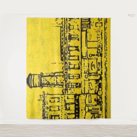 Yellowville-Häuser und -Zuhause und Wasserturm Wandteppich (Vorderseite)