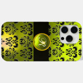 YELOW BLACK DAMASK GEM STONE MONOGRAMM Case-Mate iPhone HÜLLE (Rückseite (Horizontal))