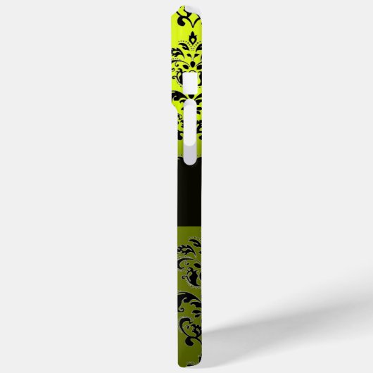 YELOW BLACK DAMASK GEM STONE MONOGRAMM Case-Mate iPhone HÜLLE (Rückseite / Links)