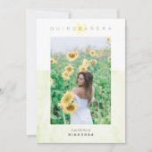 Yelow Marble Effect Romantic Photo Quinceañerank Einladung (Vorderseite)