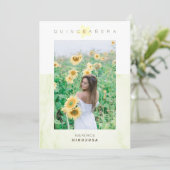 Yelow Marble Effect Romantic Photo Quinceañerank Einladung (Stehend Vorderseite)