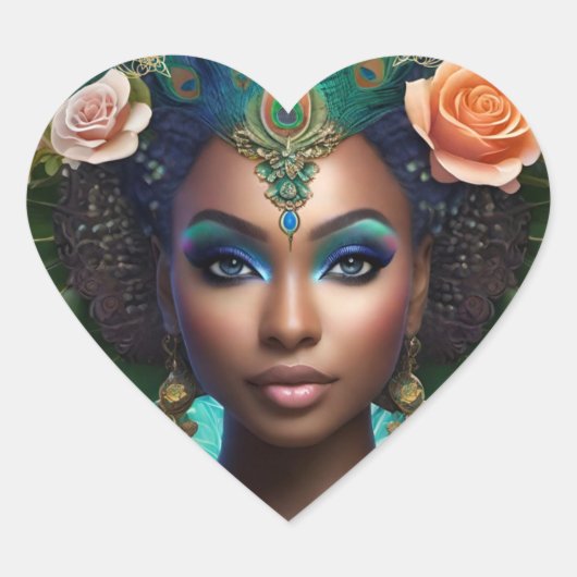 Yemaya Afrikanische Meergoddess Meerjungfrau Stick Herz-Aufkleber (Vorderseite)