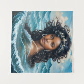 Yemaya Orisha Black Woman Princess Art Wandteppich (Vorderseite (Horizontal))