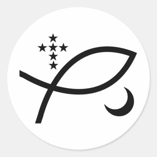 Yemaya Veve in Schwarz Runder Aufkleber (Vorderseite)