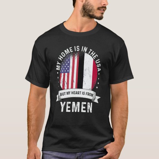 Yemeni American Patriot Grown Proud Home USA Flags T-Shirt (Vorderseite)