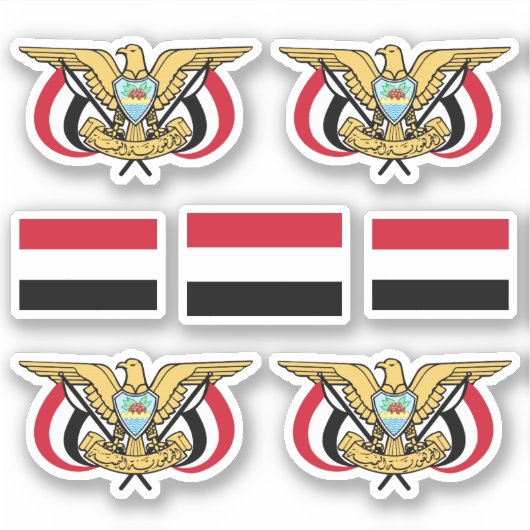 Yemeni-Staatssymbole /Emblem und Flagge Aufkleber (Vorderseite)