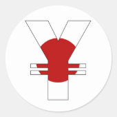 Yen-Währungssymbol Runder Aufkleber (Vorderseite)