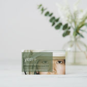 Yen's Gesicht [grün] Visitenkarten Visitenkarte (Stehend Vorderseite)