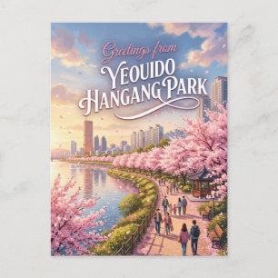 Yeouido Hangang Park Kirschblüten Südkorea Postkarte