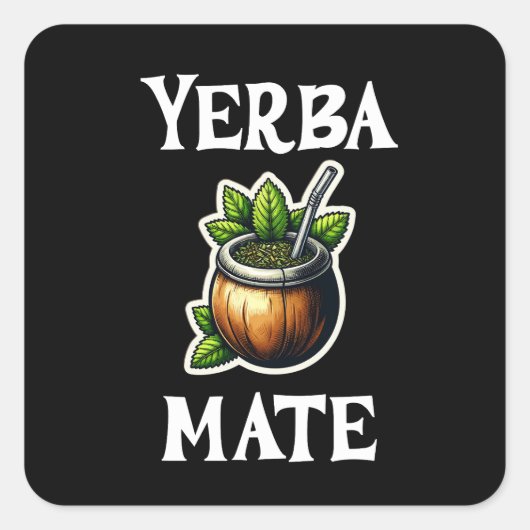 Yerba Mate Quadratischer Aufkleber (Vorderseite)