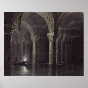 Yere Batan Serai (The Cisterns) Istanbul, engraved Poster