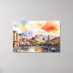 Yerevan Aquarellkunst Leinwanddruck