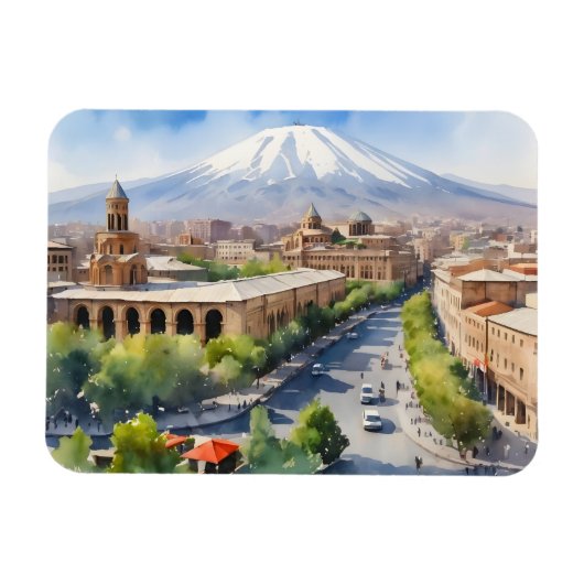Yerevan Aquarellkunst Magnet (Horizontal)