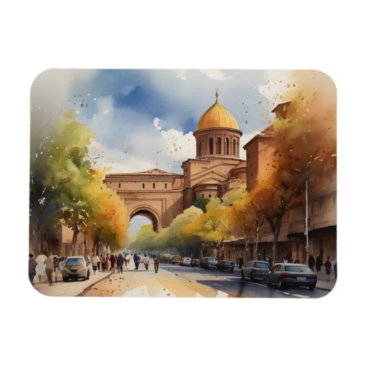 Yerevan Aquarellkunst Magnet (Horizontal)