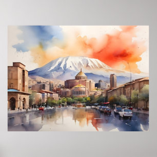 Yerevan Aquarellkunst Poster