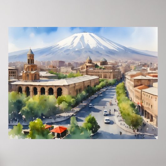 Yerevan Aquarellkunst Poster (Vorne)