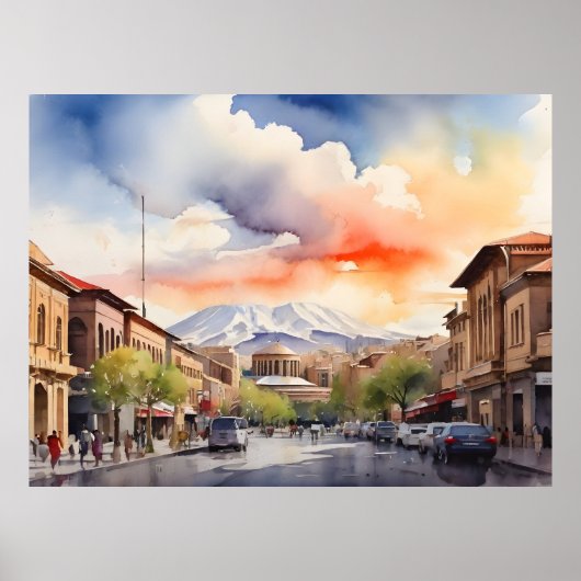 Yerevan Aquarellkunst Poster (Vorne)