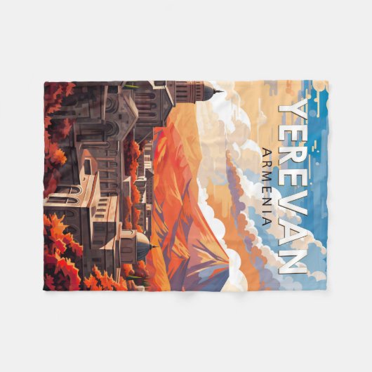 Yerevan Armenia Reisen Kunst Vintag Fleecedecke (Vorderseite (Horizontal))