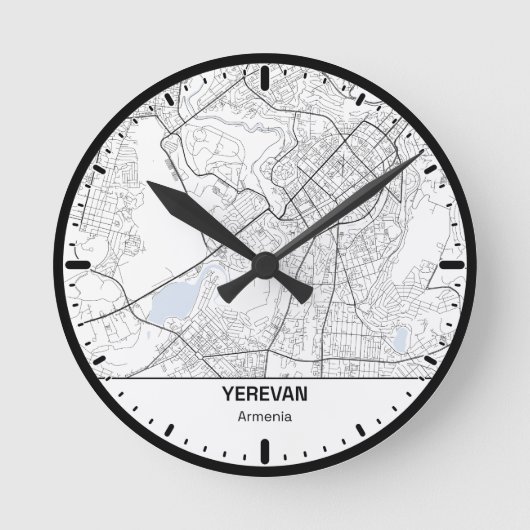 Yerevan  Clock City Line Art Runde Wanduhr (Vorderseite)