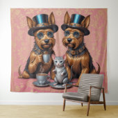 Yerkish Terriers Tea Time Wandteppich (Beispiel (Horizontal))