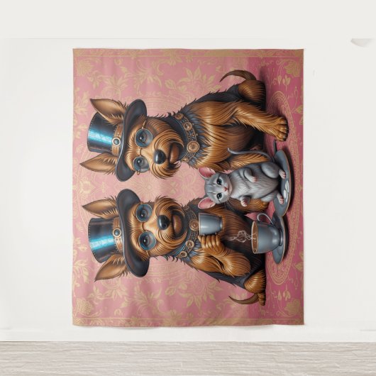 Yerkish Terriers Tea Time Wandteppich (Vorderseite)