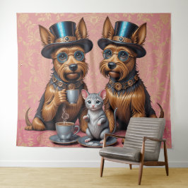 Yerkish Terriers Tea Time Wandteppich