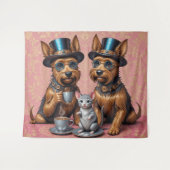 Yerkish Terriers Tea Time Wandteppich (Vorderseite (Horizontal))