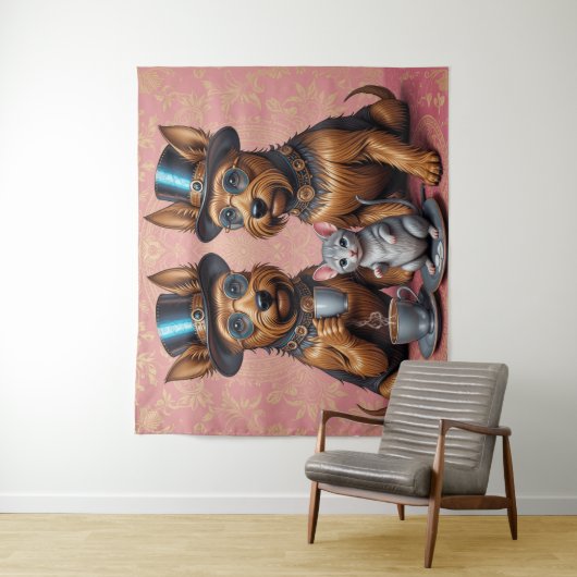 Yerkish Terriers Tea Time Wandteppich (Beispiel)