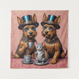 Yerkish Terriers Tea Time Wandteppich