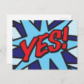 YES Fun Retro Comic Buch Pop Ankündigungspostkarte (Vorne/Hinten)